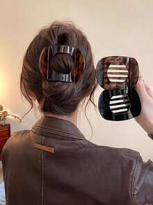 3pcs/Set Women Minimalist Caramel Leopard Print Hair Clips, 9cm/3.54in, Fashionable & Versatile Hair Accessories, Elegant Style Suitable For Daily Wear, Casual Party, Commute, Vacation, Hairstyling, Washing Face, Showering, Makeup And Matching Clothes & Other Accessories, Hair Slide, Hair Barrettes - Multicolor - View 1