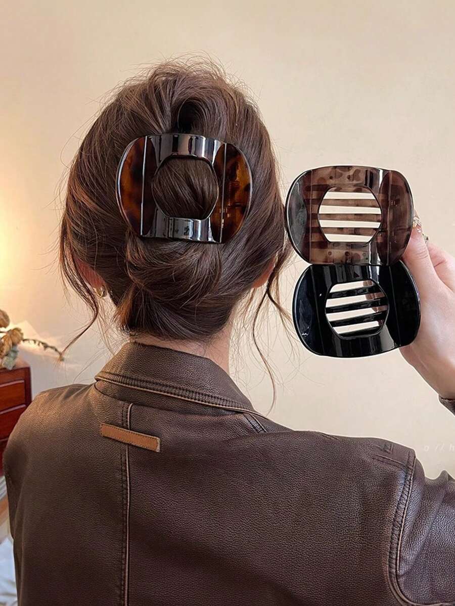 3pcs/Set Women Minimalist Caramel Leopard Print Hair Clips, 9cm/3.54in, Fashionable & Versatile Hair Accessories, Elegant Style Suitable For Daily Wear, Casual Party, Commute, Vacation, Hairstyling, Washing Face, Showering, Makeup And Matching Clothes & Other Accessories, Hair Slide, Hair Barrettes - Multicolor - View 1