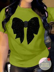 Playera manga corta con estampado de Moño - Verde Oliva - Ver 1