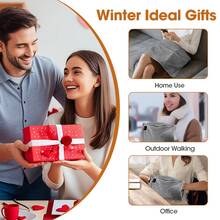 1pc Gray Graphene Hand Warmer, 3-Gear Adjustable Temperature, USB Powered: Double-Sided Plush Heating Pad, 4 Pcs 13*18cm Large Heating Area, Smart Temperature Control For Outdoor/Office/Home Use. Can Be Used With Power Bank, Machine/Hand Washable, Ideal Gift For Couples/Family In Winter, Suitable For Halloween, Christmas, New Year