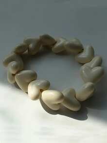 1 pieza Brazalete elástico con forma de corazón de acrílico de moda para mujeres, adecuado para uso diario y como regalo del Día de San Valentín