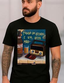 T-Shirt Sends A Message And A Kiss My Bar Sofrência Meme Brazil Take An Exclusive Print Versatile And Modern Design Comfort And Durability And Style 100% Cotton Unisex Plus Size Casual Shirt Men Women Streat Casual Streatwear Immediate Shipping - 黑色 - 查看 2