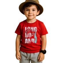 Children's T-Shirt Short Sleeve Blouse Printed Longboard 100% Cotton Unisex Children's Shirt - 紅色 - 查看 2