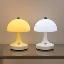 Nordic Mushroom Rechargeable LED Table Lamp, Warm Light Bedside Lamp For Bedroom Living Room, Minimalist Home Decor