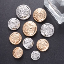 2/5 件复古装饰纽扣，图案塑料纽扣，适用于手工缝纫、高端外套、夹克、毛衣、针织 DIY 纽扣 - 金色 - 查看 9