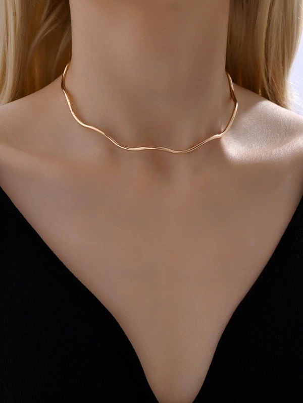 1pc New Creative Minimalist Autumn/Winter Fashion Line Spiral Choker Necklace, Elegant