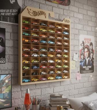 Exhibidor De Carritos Hotwheels 60 Espacios Mdf Hotwheels