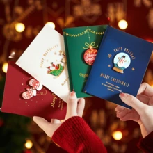 1/8pcs Christmas Handwritten Greeting Cards, Vintage Christmas Eve Gift Cards, Holiday Blessing Cards