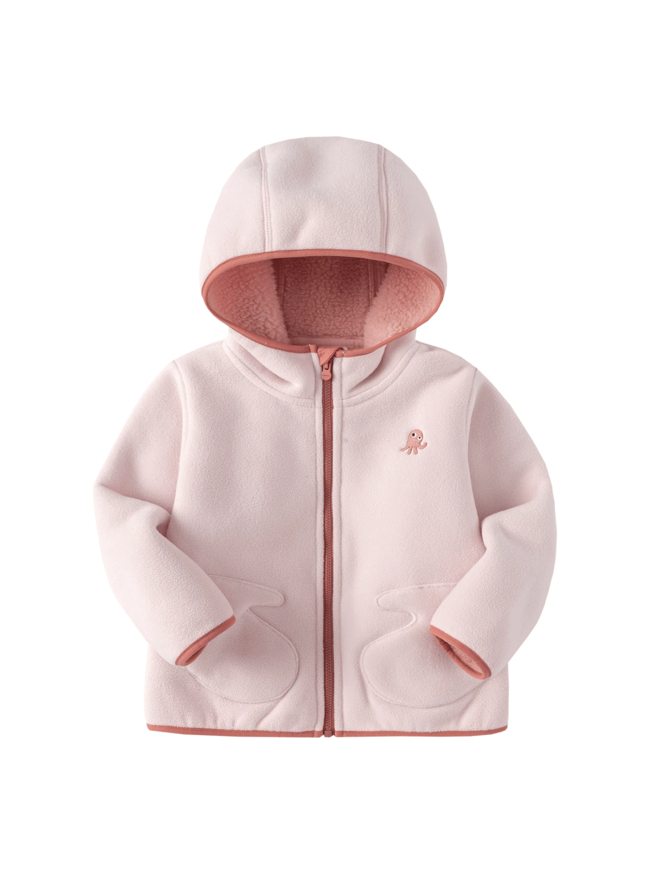 Balabala BalaOne 2025 Autumn/Winter New Girls Fleece Jacket, Anti-Static Warm Outerwear, Suitable For Boys And Girls - White Red - View 1