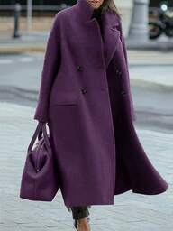 Manteau long élégant à col rabattu, manches longues, chaud et décontracté pour le trajet, automne/hiver pour femmes