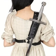 1pc Celtic Warrior Pu Leather Back Belt Sword Sheath, Suitable For Movie, Photography, Drama Performances, Cosplay, Stage Costumes - Black - View 4