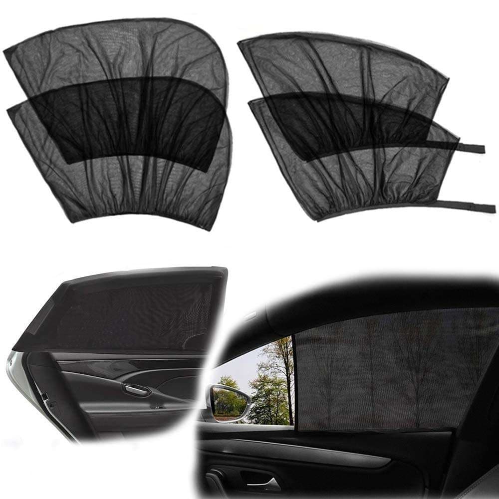 4pcs Fashionable Car Window Sunshades - Breathable Mesh Design For Side And Rear Windows; Use Our High-Quality Sunshade Panels To Cool Down Your Beloved Car! - 4pcs - View 1