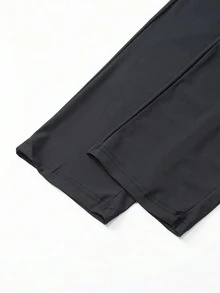 1pc Men's Lightweight Quick-Dry High Elasticity Running Pants With Zipper Pockets - Summer, Solid Black, Drawstring Waist, Suitable For Gym, Hiking And Casual Wear, Casual Sportswear | Fashionable Sweatpants | Durable Activewear - Black - View 8