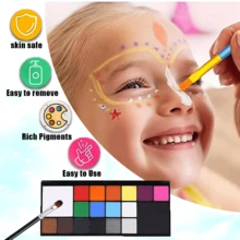 Bộ 18 màu màu nước, C, Thêm nước để sử dụng, Có cọ vẽ, Thích hợp cho Halloween, Giáng sinh, Trang điểm Halloween, Vẽ tranh tiệc tùng, Hóa trang, Biểu diễn sân khấu, Tốt nghiệp, Lễ hội hóa trang, Lễ Phục sinh - JHP050 - Xem 3