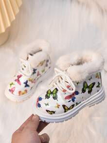 Botas de tobillo para bebé con diseño de mariposa, cálidas, resistentes al frío y con estilo, nuevas para el invierno 2025