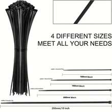 100pcs Black Industrial Self-Locking High-Strength Nylon Cable Ties