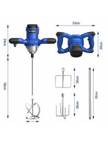 Mezclador Eléctrico De ,Hormigonera, 2105W Mezclador de Cemento con900RPM 6 Velocidades, protección contra sobrecalentamiento y bloqueo de  para mezclar materiales de viscosidad media, ideal para mezclar pinturas, cementos, piensos, resinas, tintas - Azul - Ver 4