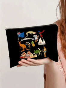 Fun Makeup Bag, Australian Theme Lightweight Makeup Bag,Canvas Charger Cable Storage Bag - Non-Waterproof ,Australian Small Animal Series Print Bag, Portable Zipper Makeup Bag With Vibrant Australian Illustrations, Portable Toiletry Bag, Travel Makeup Bagtravel Essentials For Vacation Summer Holiday Back To School School Stuff Bag For School Travel Bag For Women Makeup Bag For Travel - Multicolor - View 24