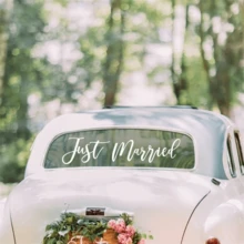 Just Married Vinyl Decal For Car Window Wedding Car Decor, Getaway Car Decal, Bride And Groom Car Decal, Romantic Wedding Day