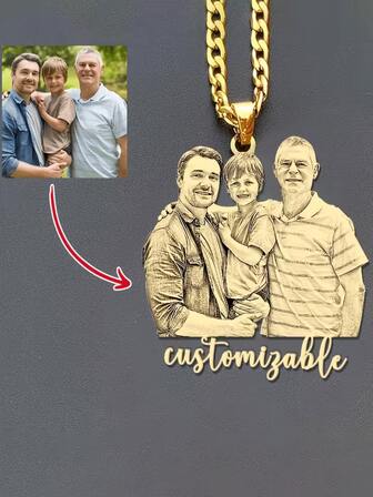 Customized Necklace, Personalized Engraving Photo And Text Pendant Necklace - For Couples, Family. Customized Mother's Day Gift - Quality Gold Tone Chain, Durable Birthday Commemorative Jewelry, Anniversary, Customized Necklace.,Back To School Fashion