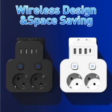 2AC Outlet + 3USB + 1 Type-C Multi-Function Travel Adapter Converter, Compact Portable Wall Plug Socket Extender Suitable For Office, Travel, Gaming, Home, School