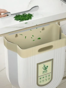 6L/10L Collapsible Trash Can Wall Mounted Slim Trash Can With Trash Bag Container Plastic Hanging Trash Can For Kitchen Bathroom Camping Car Accessory Foldable Trash Can Large-Capacity Material Easy-To-Clean For Motorhome Home Car Kitchen