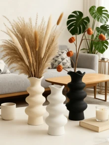 1pc Wave-Shaped Vase, Minimalist Home Decor For Tabletop, Living Room Or Entryway, Aesthetic Flower Holder For Summer Styling, Housewarming & Birthday Gift