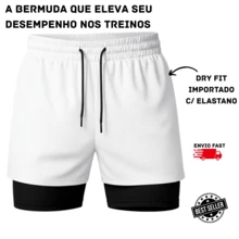 Men's 2-In-1 Imported Compression Shorts – Sports, Gym, Running, Fitness, Quick Dry, High Performance - White - View 1