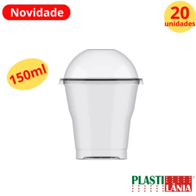 20 Unid Copo 150ml + 20 Unid Tampa Bolha Sem Furo  - Copo da Felicidade Bolo no Pote - Plastilânia