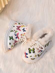 Botas de tobillo para bebé con diseño de mariposa, cálidas, resistentes al frío y con estilo, nuevas para el invierno 2025