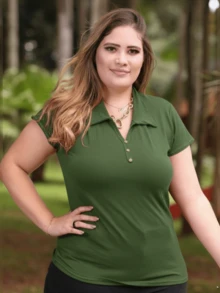 Plus Size Blouses - xanh quân đội - Xem 4