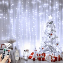 أضواء ستارة LED تعمل بالطاقة USB، 8 أوضاع، أضواء سلسلة ديكور داخلي أنيقة ورومانسية، مثبتة على الحائط، مناسبة لعيد الميلاد والزفاف وديكور الحفلات - ستارة ضوئية تعمل بمنفذ USB - مشاهدة 8