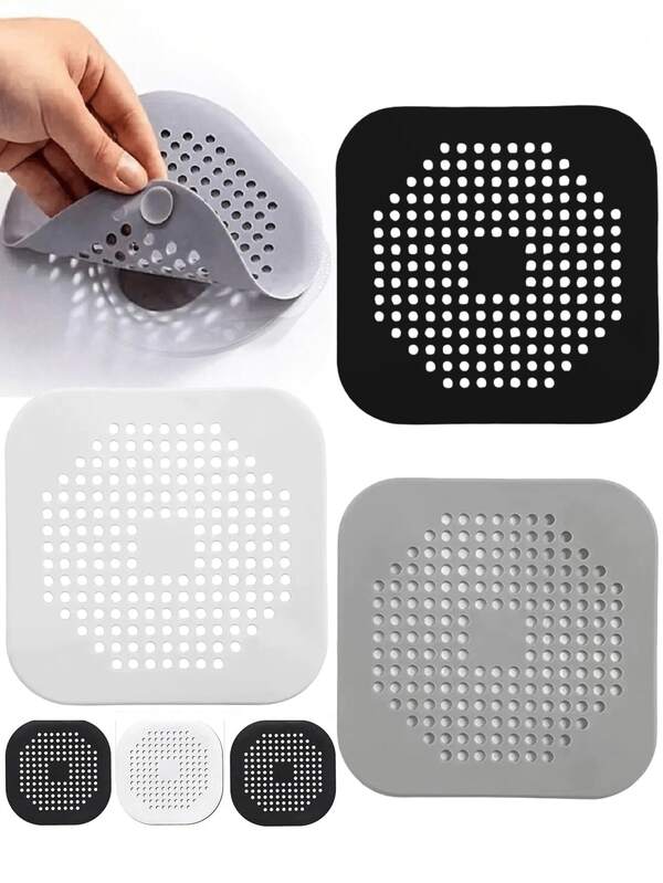 Bathroom Floor Drain Plug, Drain Cover, Square Shower Drain Cover, Silicone Plug With Suction Cup, Easy To Install And Clean, Ideal For Preventing Hair Loss, Suitable For Bathroom, Bathtub, Kitchen, Bathroom Tools, Bathroom Accessories