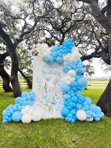 160pcs Blue & White 5/10/12 Inch Latex Balloon Set