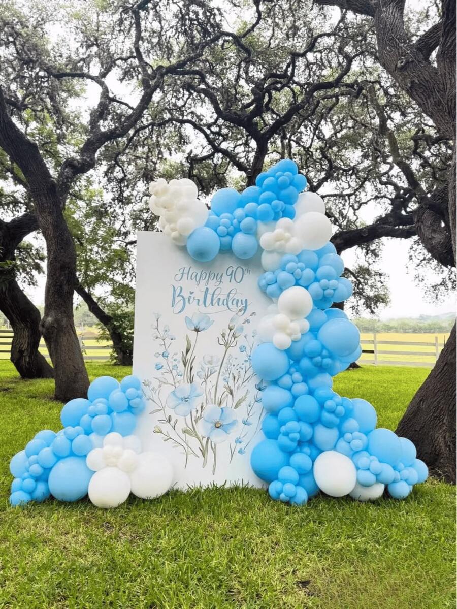 160pcs Blue & White 5/10/12 Inch Latex Balloon Set