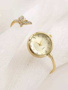 1 件珍珠母蝴蝶手表，小众奢华高端女士手链手表，小巧开口手镯式珠宝手表 - 均碼 - 查看 2