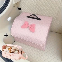Foldable Multifunctional Storage Box With Bow Design, Suitable For Car Trunk And Home, Food & Toy Storage Box, Space-Saving