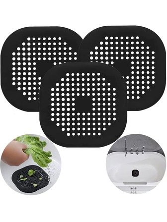 浴室地漏塞，排水盖，方形淋浴排水盖，带吸盘的硅胶塞，易于安装和清洁，是防止掉毛的理想选择，适用于浴室、浴缸、厨房、浴室工具、浴室配件