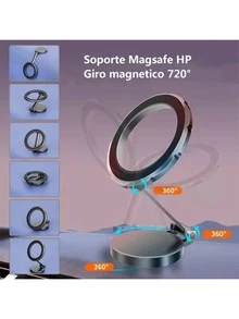 Soporte Magnético Para Coche Estable Antichoque Plegable,Soporte Magnetico Para iPhone, Galaxy, Celulares, Elegante Soporte Para Automovil - Plateado - Ver 6