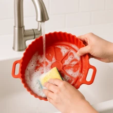 19*5cm Round Flexible Silicone Mold Non-Stick For Air Fryer Heat Resistant - Xám - Xem 7