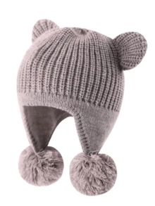 1pc Girls' Knitted Hat With Bear Ears & Pom Poms - Soft, Striped, Lightweight Winter Hat, Suitable For Everyday, Casual And Holiday Wear - 1PC - View 9