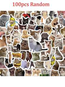 100张可爱猫咪贴纸套装 - 防水乙烯基贴纸，适用于手机、笔记本电脑、剪贴簿、DIY装饰