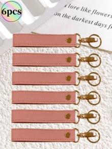1 Piece/6 Pieces Of Customized Anniversary Name Or Letter PU Leather Women's Bag Hanging Keychain. The Exquisite And Compact Lining Has A High-End Texture, With A Simple And Retro Style. It Is A Multi-Functional Personalized PU Leather Scratch-Resistant Wristband Keychain Bag Accessory. - Multicolor - View 14