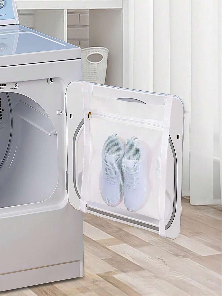 1pc Shoe Drying Bag, Washable Hanging Laundry Bag, Reusable Thickened Mesh Bag - White 1pc - View 1