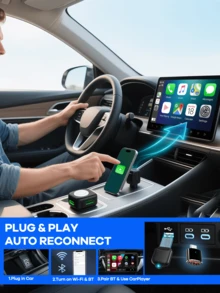 REMAX Bộ chuyển đổi CarPlay không dây tương thích với Apple CarPlay, dễ dàng nâng cấp CarPlay có dây lên không dây, kết nối tức thì, tự động kết nối lại, thiết bị CarPlay siêu nhỏ tương thích với iPhone, phù hợp với các xe có CarPlay tích hợp sẵn, phụ kiện ô tô kích thước siêu nhỏ, đồ dùng ô tô siêu tiện dụng - Một cỡ - Xem 4