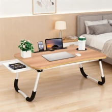 Extra-Large Portable Laptop Desk With Cup Holder & Drawer - Multifunctional Tray Stand For Bed, Sofa, Floor Use - Sturdy, Durable, Foldable Design - 白色 - 查看 5