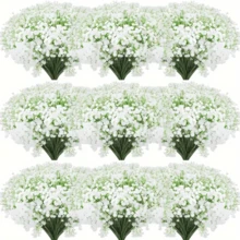 180pcs/160pcs/10pcs/20pcs/36pcs/60pcs/80pcs/120pcs Artificial Baby's Breath Flower Bouquet - Plastic Baby's Breath Flower Bouquet With Stems - Fake Baby's Breath Flower Arrangement And Bouquet DIY - Artificial Gypsophila For Wedding, Engagement, Christmas, Halloween