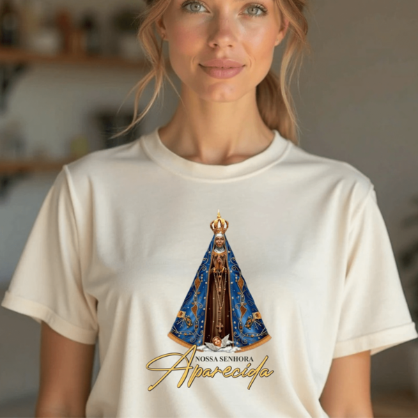 Blusa Tshirt Feminina Nossa Senhora Aparecida Cristã Algodão