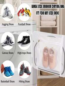 1pc Shoe Drying Bag, Washable Hanging Laundry Bag, Reusable Thickened Mesh Bag - White 1pc - View 3
