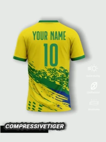 1 Stück Fußballtrikot mit Brasilien-Motiv: Leuchtendes Gelb mit Nationalflagge. Perfekt, um Ihre Liebe zum brasilianischen Fußball zu zeigen. Wir bieten Komplettanpassung - fügen Sie Ihren Namen, Ihre Lieblingsnummer oder einzigartige Designelemente hinzu. Hergestellt aus hochwertigem, atmungsaktivem Material. Heben Sie sich mit einem personalisierten Stück hervor, das das Fußballerbe Brasiliens ehrt. Halloween, Thanksgiving, Weihnachten und Neujahrsgeschenke